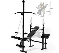 Physionics® Banc de Musculation Multifonction - Extension Jambe, Butterfly, Curl Pupitre, Poulie et Support pour Haltères, Réglable - Banc de Musculation Multifonction, Complet, Fitness