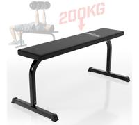Physionics® Banc De Musculation Plat - Cadre En Acier, Coussin Rembourré, Noir - Banc D'haltérophilie, Exercices, Entraînement, Fitness, Gym
