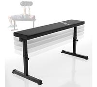 Physionics® Banc de Musculation Plat - Réglable en Hauteur (5 Positions), 103x47x44-57cm, Cadre en Acier, Coussin Rembourré, Max.200kg - Banc d'Haltérophilie, Exercices, Entraînement, Fitness, Gym