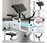 Physionics® Banc de Musculation pour Biceps - Siège, Accoudoir et Support Réglables, Charge Max. 200 kg - Preacher Curl
