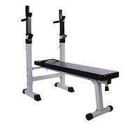 Physionics® Banc Musculation avec Support Barres - Pliable, Réglable, Charge Max 200kg, 118,5/56/92-111,5cm, Noir/Blanc - Station Poids, Entraînement, Gym à Domicile, Fitness
