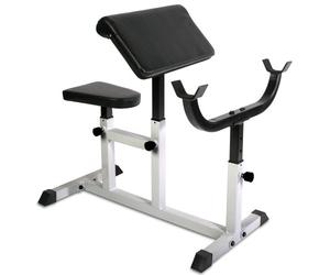 Physionics® Banc Musculation - Siège, Accoudoir et Support Haltères Réglables, Charge Max 200kg, pout Biceps/Triceps - Preacher Curl, Équipement Fitness