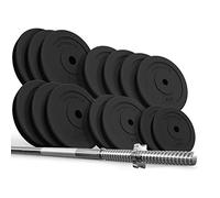 Physionics® Barre Longue Disques Poids - 120/165/180cm, Acier Chromé, 2 Fermoirs, Plaques Ø 30/31mm - Gym, Fitness, Musculation (Bar d'Haltère Set 100kg)