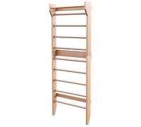 PHYSIONICS® Échelle Suédoise en Bois, Adultes et Enfants, Charge 100 kg | Espalier gym peu encombrant, distance mur 5 cm, pour fitness, sport, maison et rééducation, barre de traction en option
