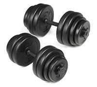 PHYSIONICS® Haltères Courts 30 kg, Réglables, 2 Barres 25 mm, 16 Disques | Poignées Moletées Antidérapantes, 4 Fermetures Étoile, Disques Plastifiés; Kit Réglable pour Musculation à Domicile