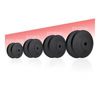 Physionics® Lot de 2 disques d'haltères, 2,5/5/10/15 kg, diamètre 30 mm, en plastique, noirs, pour haltères, longues, haltères courtes (2 x 15 kg)