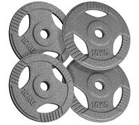 Physionics® Set de Disques de Poids - 1x5/2x5/4x5/6x5/1x10/2x10/4x10/6x10 kg, Fonte, Ø 30 mm, pour Barre d'Haltères Longue/Courte - Ensemble de Plaques de Poids, Fitness, Musculation (4 x 10kg (40kg))