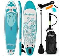 Planche de Stand Up Paddle Gonflable Physionics® - Turquoise - 366x80x15 cm - Accessoires inclus