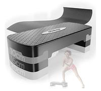 Physionics® Step d'Aérobic - Hauteur Réglable en 3 Niveaux, Antidérapant, Charge Max. 200 kg, 68 x 28 cm, Noir-Gris - Stepper, Plateforme de Fitness, Gym, Yoga, Sport, Planche de Step