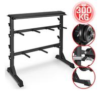® Support pour Haltères - Musculation, Charge Max. 300 kg, en Acier, Noir - Rack de Rangement pour Disques des Poids et Barres d’Haltères, Repose Barre, Portoirs de Stockage