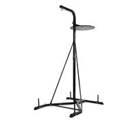 Physionics® Support pour Sac Frappe - sur Pied, Réglable en Hauteur (4 Niveaux), Acier, avec Barres pour Disques, Noir - Station Boxe Autoportante, Poire Double Vitesse