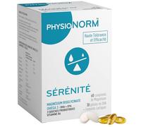 Physionorm Sérénité - Complement Alimentaire Anti-Fatigue - Magnesium Bisglycinate + Oméga 3 + Probiotique - Active la Melatonine & Régule le Sommeil - 30 Gélules - Fabriqué en France
