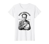 Physique quantique Erwin Schrodinger Cat Equation Science T-Shirt Graphique avec Valeur, Femme, Blanc, M