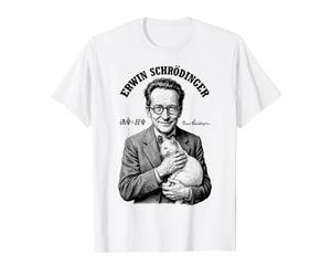 Physique quantique Erwin Schrodinger Cat Equation Science T-Shirt Graphique avec Valeur, Homme, Blanc, M
