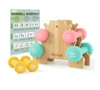 PhysKcal Ensemble d'haltères en néoprène avec support de rangement robuste | Pour les débutants, femmes, confortables à tenir, idéaux pour le Pilates et la musculation à domicile
