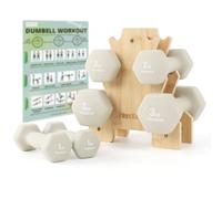 PhysKcal Ensemble d'haltères en néoprène avec support de rangement robuste | Pour les débutants, femmes, confortables à tenir, idéaux pour le Pilates et la musculation à domicile