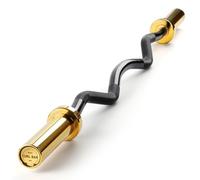 PhysKcal EZ Curl Bar Super EZ Olympic Bar 1,2 m pour disques d'haltères standard de 50 mm, idéal pour la construction de biceps et triceps, doré et noir
