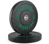 PhysKcal Hi-Temp Bumper Plates, Ø50mm disques olympiques en caoutchouc granulé, disques de poids colorés IWF, disques de poids pour l'haltérophilie et le powerlifting- 2x 10kg