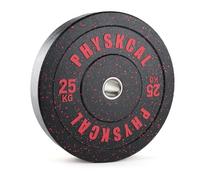 PhysKcal Hi-Temp Bumper Plates, Ø50mm disques olympiques en caoutchouc granulé, disques de poids colorés IWF, disques de poids pour l'haltérophilie et le powerlifting- 1x25kg