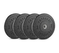 PhysKcal Hi-Temp Bumper Plates, Ø50mm disques olympiques en caoutchouc granulé, disques de poids colorés IWF, disques de poids pour l'haltérophilie et le powerlifting- 4x 5kg