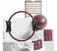 PhysKcal Kit de Pilates, Anneau Pilates de 38 cm avec 1 Balle Core Ball, 3 Boucles résistantes et 2 Bandes Flexibles, kit Essentiel pour Faire du Pilates à Domicile sur Un Tapis (Prune)