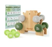 PhysKcal Lot de 6 haltères hexagonaux avec Support - 2 x 0,5 kg, 2 x 1 kg, 2 x 1,5 kg, Ensemble de Poids à Main pour Femmes, Enfants, débutants, Petits haltères légers pour la Maison, la Salle de