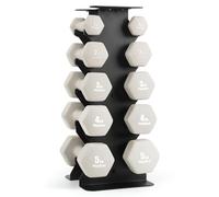 PhysKcal Lot d'haltères en Pierre de Sable 30 kg avec Support de Rangement en Acier