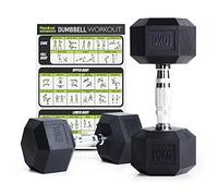 PhysKcal Lot d'haltères hexagonaux de 10 kg, inodores en polycaoutchouc, 5 kg, 7,5 kg, 10 kg, 12,5 kg, 15 kg, 20 kg, paire ou ensemble de poids simples pour salle de sport à domicile