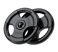 PhysKcal Plaques de Poids Olympiques 10 kg Finition Caoutchouc Ouverture de 51 cm et TriGrips disques Noirs en Paire ou Seuls pour Levage et Musculation Ensemble de Poids en Fonte Solide pour haltère