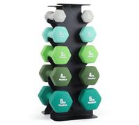 PhysKcal Set d'haltères de 30 kg, 1 kg, 2 kg, 3 kg, 4 kg, 5 kg avec étagère en acier, avec étagère
