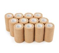 PHYTOP Bandage Autoadhésif 10cm x 4,5m, 12 Rouleaux Bande Cohesive - Bande Auto Adhesive pour Sport et Bandage Chien (Couleur Beige)