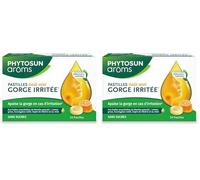 Phytosun Arôms - GOMMES Orange Eucalyptus GORGE SENSIBLE*- Huiles Essentielles - Menthe poivrée* - Adoucit la gorge en cas de gêne* - 30 Gommes, 60g (Lot de 2)