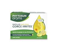 Phytosun Arôms - PASTILLES GORGE IRRITÉE*- Goût Miel - Huiles Essentielles - Menthe poivrée* - Adoucit et Apaise la gorge* - SANS SUCRES - 24 Pastilles, 60g