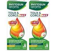 PHYTOSUN AROMS Sirop TOUX & GORGE MAX - Effet 8 en 1 - Toux sèche*, Toux grasse*, Mal de gorge - Action rapide et prolongée - 120 mL - À partir de 1 an (Lot de 2)