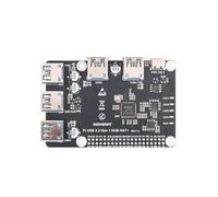 Pi 3.2 Gen1 HUB Hat+ for Raspberry Pi, 4-Port High-Speed Expansion Board with Type-C Power Input, Onboard EEPROM, Plug & Play Interface Compatible with USB 2.0/1.1 Devices