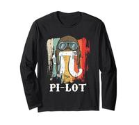 Pi-lot Pi Pun Pi Day Math Geek Pilot Lover Manche Longue