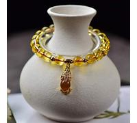 /Pi Yao en Cristal Jaune - Chakra de Richesse - Amulette en Pierre précieuse - Extensible - Talisman pour l'argent, Bonne Chance, prospérité