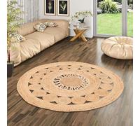 Pia - Tapis tressé en Fibre Naturelle de Jute - Fait à la Main - Rond - 2 Tailles