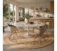 Pia - Tapis tressé en fibre naturelle de jute - Fait à la main - Rond