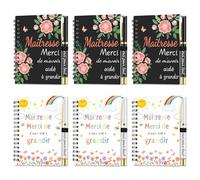 PIAKAZIQA Cadeau Maîtresse d'École, 6 Ensembles Carnet Notes et Stylo à Bille, Cadeaux Pratique Fin d'année, Cadeau Retraite Anniversaire pour Merci Maîtresse Professeur Prof Institutrice Atsem Maître