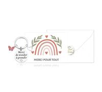 PIAKAZIQA Cadeau Maitresse d'école, 6 Porte-Clés Merci Maîtresse, Enseignant Cartes de Remerciement Arc-en-Ciel Enveloppes Cadeaux de Crèche de Fin d'Année Cadeau Fin d'année Scolaire pour Professeur