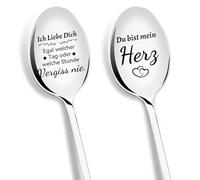 PIAKAZIQA Lot de 2 cuillères à café « Ich Liebe Dich » avec gravure - Cadeau pour femme - Pour la Saint-Valentin, un mariage, un anniversaire de mariage - Cadeau d'amour pour les couples, les femmes