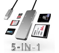 PIAL-Lecteur De Carte Sd Usb C 3.0,Lecteur De Carte Mémoire Haute Vitesse Usb C 5Gbps Avec Lecteur Multi-Cartes Tf/Sd/Ms/M2/Xd/Cf 5 En 1,Lecteur De Carte Cf En Aluminium Pour Windows Xp/Vista/Macos/L
