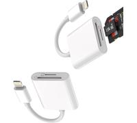 PIAL-Lot De 2 Lecteurs De Cartes Sd Micro Sd 2 En 1 Vers Jack Lightning Adaptateur Apple Card Reader Distributeur Accessoires Hub Pour Iphone 14 13 12 11 Pro Max Mini 8 7 Plusxxs 6 Tf