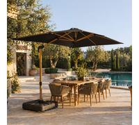 Piana parasol rectangulaire 2x3m déporté rotatif vert structure effet bois