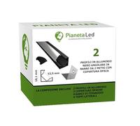 Pianeta-LED 6063 TL1919 Lot de Profilés en aluminium de 2 m à angle de 45°, pour rubans à LED avec diffuseur opaque, embouts et fixations de montage inclus cover opaca