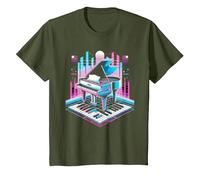 Pianiste De Piano À Queue Pianistes À Clavier T-Shirt, Enfant, Olive, 3 Ans