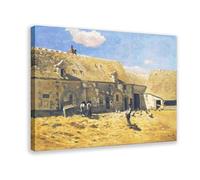 PIANK Impression sur toile « Farmyard at Chailly » de Claude Monet - Décoration murale pour chambre à coucher, bureau, cadre cadeau - 30,5 x 45,7 cm