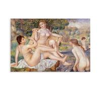 PIANK The World's Top 100 Peintures Les grands baigneurs de Pierre-Auguste Renoir sur toile Décoration murale pour chambre à coucher, bureau, chambre, cadeau sans cadre, 40,6 x 61 cm