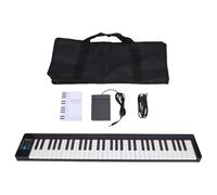 Piano à clavier, piano numérique pliable 61 touches avec pédale de sustain, sac rechargeable portable, écran LCD, 128 tonalités et rythmes, 20 chansons, MIDI Bluetooth pour